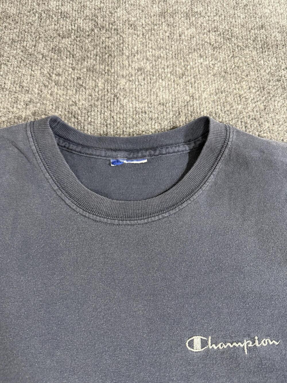 Champion Shirt Mens XL Blue Crewneck Small Script Logo Basic T-Shirt Tee - Picture 7 of 10